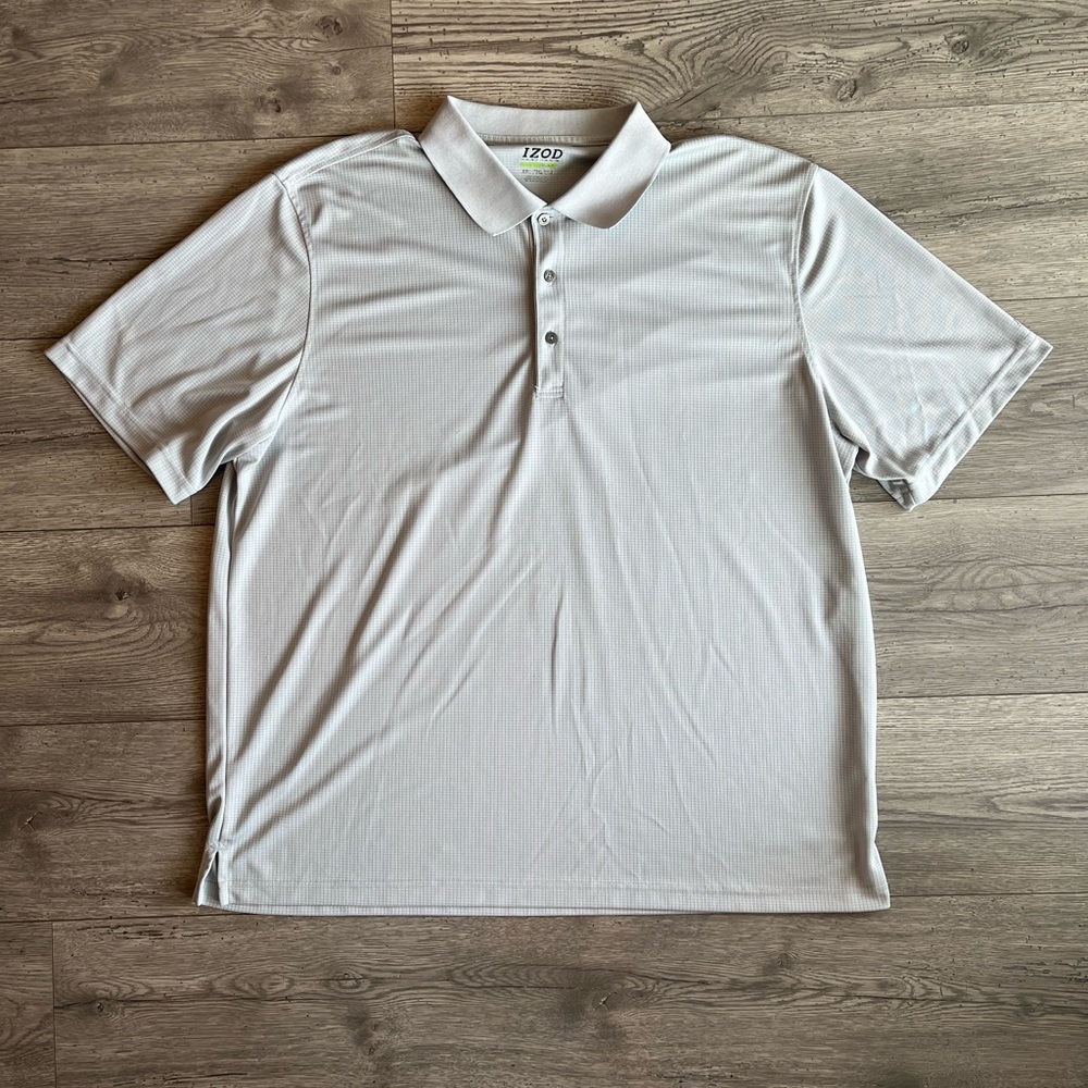 Izod Men’s Golf Polo Short Sleeve Textured Split Hem Performance Gray Green XXL